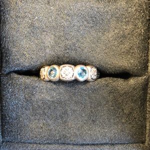 David Yurman blue topaz and diamond ring size 5